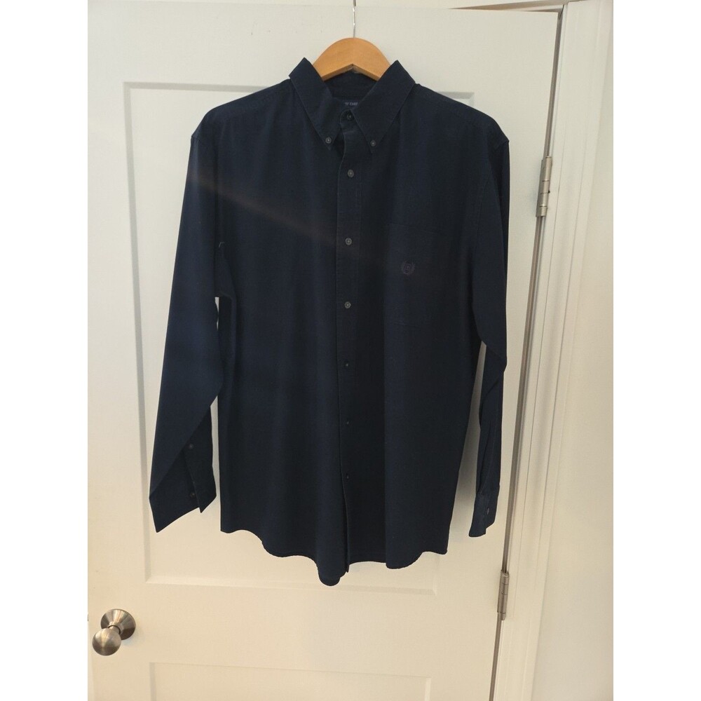 #134 Chaps Easy Care Men's Large Button Up shirt Navy Blue